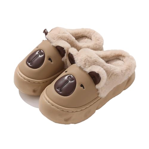 Capybara Slippers Cute Plush Animal Slipper Warm Cozy Slip-on Kawaii Slides Feet Slipper Non-Slip Indoor Shoes4
