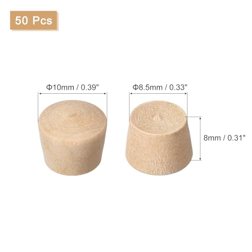 Image of uxcell 50Pcs Wood Button Top Plugs, 21 /64 Inch Round Head Wood Plugs Screw Hole Covers Wooden Screw Plugs for Furniture Tables Chairs