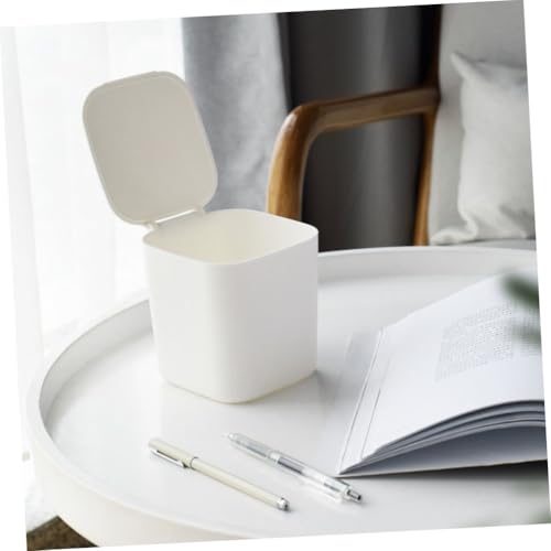 Basurero de escritorio pequeño rectangular blanco miniatura 7