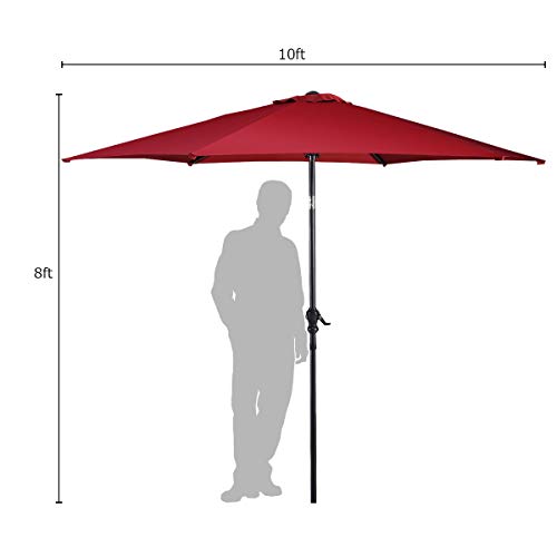 Giantex 10Ft Outdoor Patio Umbrella, Market Table Umbrella W/Tilt Adjustment And Crank, 180G Polyester, Garden Canopy For Deck Backyard Pool Indoor Outdoor #TOP6