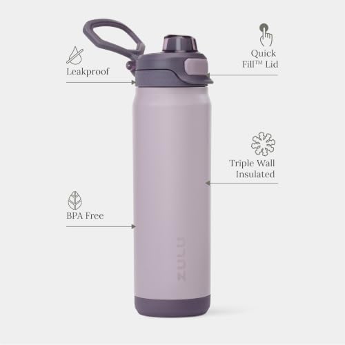 ZULU Powerfill Pro 32oz Stainless Steel Water Bottle with Quick Fill Lid, Triple Walled Vacuum Insulated Metal, Leak Proof Locking Lid, Sip and Chug, Reusable BPA Free, Amethyst by ZULU - Image 3