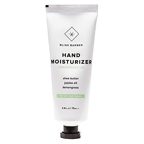 Blind Barber Lemongrass Tea Hand Moisturizer - Hydrating & Soothing Lotion with Shea Butter, Avocado & Jojoba for Dry, Cracked Skin - Men's Skin Care (2.6oz / 75ml)