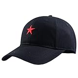 MOGSA Baseballkappe Baumwolle Weiche Sonnenhüte Großer Knochen Mann Lässiger Schirmmütze Männlich Übergröße Baseballkappen 56-61 cm 62-68 cm Rot Stern Schwarz, 62-68 cm
