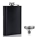 Petaca de Acero Inoxidable Portátil Frasco de Alcohol Whisky con Embudo 8oz para Barbacoa Al Aire Libre Viajes Pesca Camping Escalada Negro Regalo para Hombre