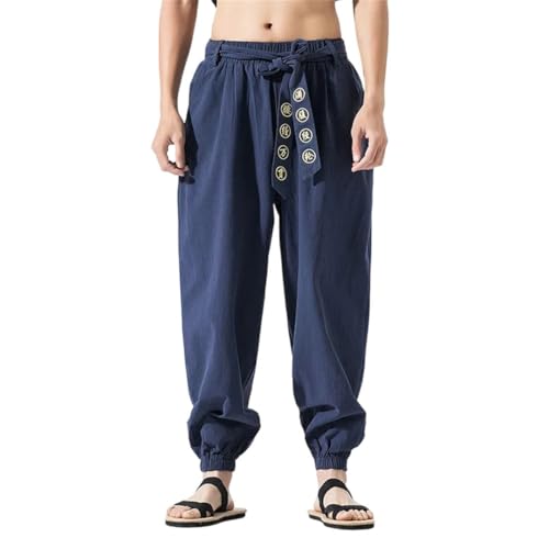 Men Pants Loose Harajuku Trousers Traditional Harem Embroidered Pants
