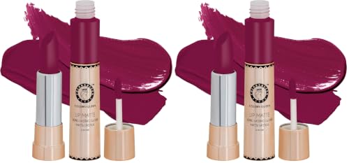 Image of Colors Queen 2 in 1 Matte Lipstick | Lip Matte | Long Lasting Gloss, Waterproof, Non Transferable| (46 - Magenta, 8g) (Pack of 2)