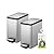 EKO Slim Small Bathroom Trash Can with Lid, Stainless Steel Kitchen Garbage Can with Removable Inner Bucket, 6L / 1.6 Gal 2 Pack Step On Trash Can Combo