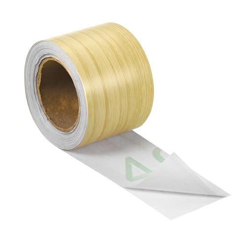 Image of uxcell Wood Grain Tape, 2 inch x33 Ft Self Adhesive Wood Grain Repair Patch for Baseboards, Doors, Floor Repair, Furniture Home Decor Yellow Fir