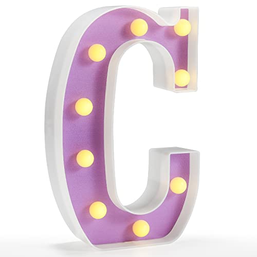 Pooqla Light Up Letters C, Marquee Letters Purple Birthday Decorations