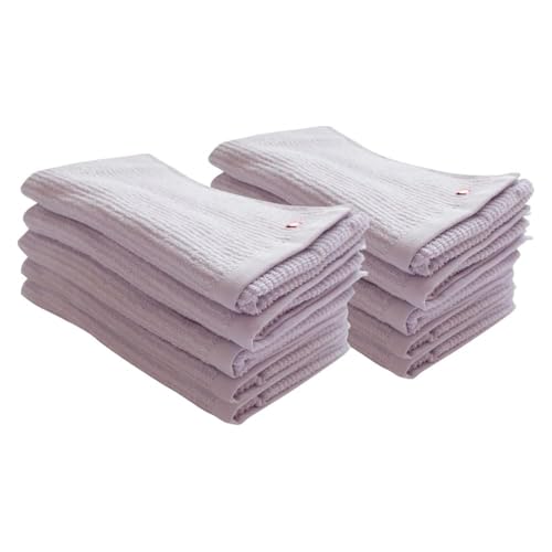 今治タオル ロングフェイスタオル 10枚セット まとめ買い 薄手 速乾 綿100% スポーツタオル ヘアドライタオル スマートバスタオル あぜ織 ストライプ柄 おしゃれ 可愛い ギフト 粗品 (ラベンダー, ロングフェイス 10枚)