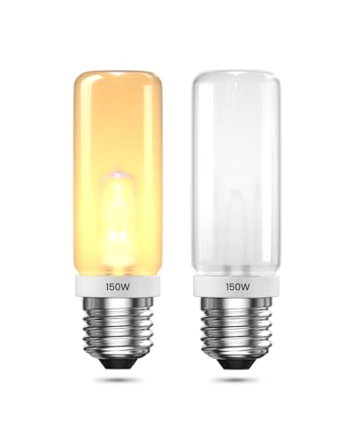 DoRight 150W Bombilla Tubular E27 Halogeno Blanco Cálido 2800K Regulable 1883LM Lampara Escarcha Halogena E27 para Estudio, Oficina, Salón, Dormitorio, 230V, paquete de 2