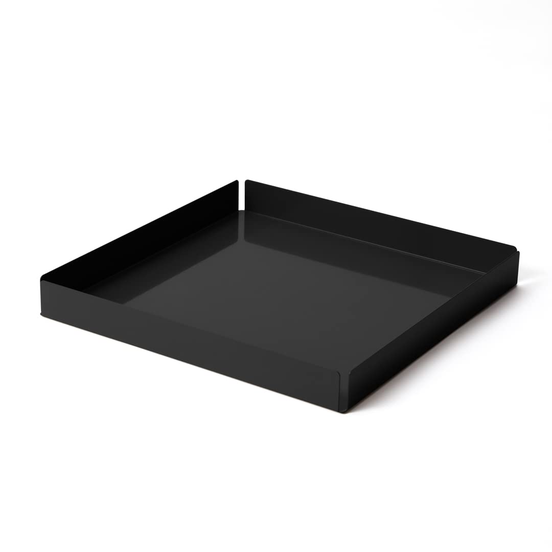 ILO - Vassoio Decorativo Quadrato in Metallo Nero cm 35,8 x 35,8 H.4 - Portaoggetti Organizer da Scrivania per Casa e Ufficio - Centrotavola Moderno - Svuotatasche di Design - Made in Italy