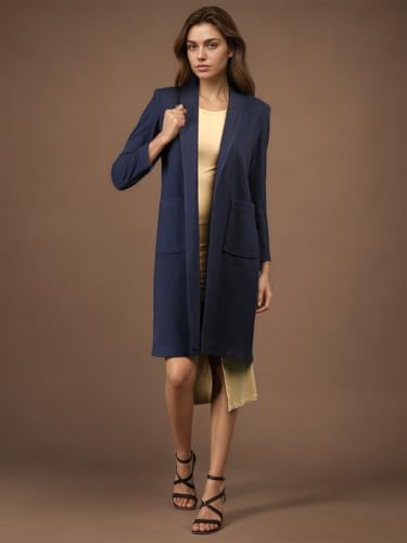 Image of CHKOKKO Women Elegant Winter Wear Warm Coat Classic Knee Length | Solid Color Design with Convenient Front Pockets | Ideal for Formal and Semi-Formal Occasions