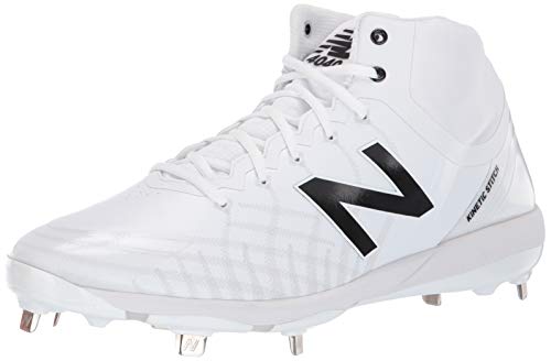 New Balance Men's 4040 V5 Metal Mid-Cut Baseball Shoe, White/White, 9 M US