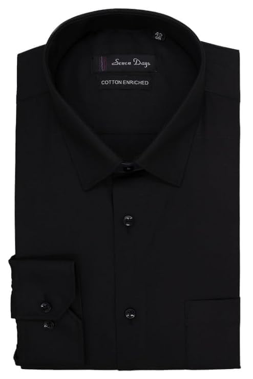 Image of 7-DAYS Men's Premium Formal Shirt - Cotton Rich, Regular Fit, Full Sleeve, with Pocket, Durable & Easy Care - Perfect for Office & Everyday Wear