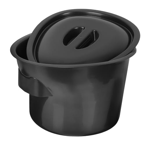 Hemobllo Pot de Chambre en Plastique 5 L avec Couvercle, Forme Galbée, Noir, pour Garçons, Filles et Personnes Handicapées, Usage Chevet