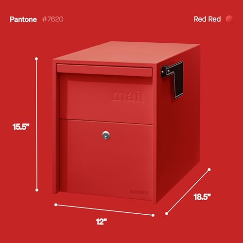 Image of Adoorn Lockable Post Mount Mailboxes for Outside - Large Anti-Theft Locking Mailbox for Packages and Letters - Weatherproof Construction - Durable Steel - 15.5 inch H x 12 inch W x 18.5 inch D - Red
