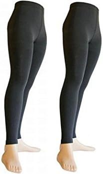 Set di 2 paia di leggings caldi da donna, interno morbido e leggero in pile.,  Nero (2X Schwarz), One Size 36/40 : Amazon.it: Abbigliamento