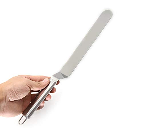 2 coltello da torta in acciaio inossidabile, coltello da torta, spatola per glassa, accessori per torta, angolato per torta, pasticceria, muffin, cottura al forno, decorazione di torte. 32,5 * 3 cm