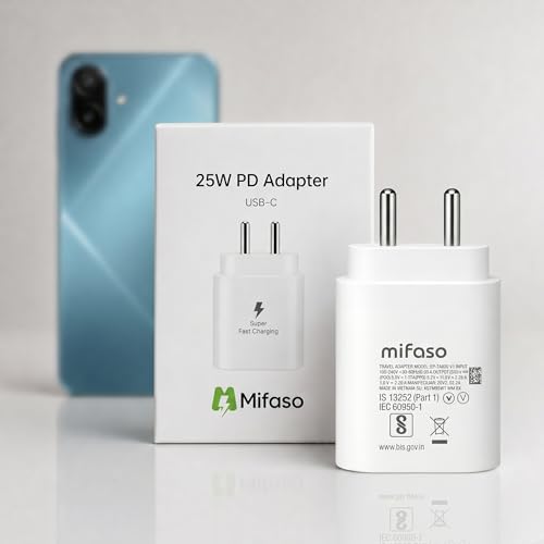 Image of Mifaso 25W C-Type PD 3.0 Fast Charging Adapter Compatible with Samsung Galaxy A57|A55|A16|A36| A56|A06|M07|M17|M36|M35|M16|M06|M07|M17e|M05|M56|F36|F06|F05|F56| 25watt USB C Fast Adaptor Charge, White