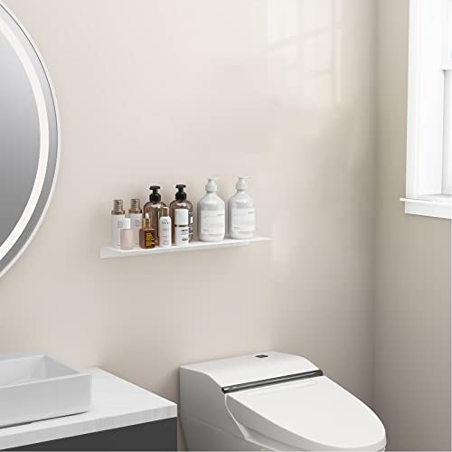 White Floating Shelf For Wall Storage, Metal Wall Shelves For Living Room, Bathroom, Kitchen, 20” Long Display Shelf For Collectibles #TOP4