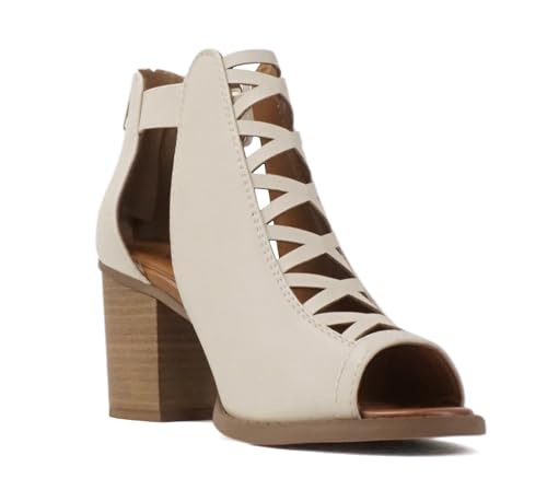 Image of Soda Aran ~ Women Open Toe Crisscross Straps Back Zipper High Heel Fashion Sandal with Adjustable Ankle Strap