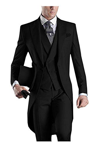 GATMSTZ Men Peak Lapel Long Tail Slim Fit 3 Piece Suit Wedding Party Show Tuxedo3