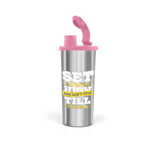 Image of SignoraWare Jumbo Stylish Stainless Steel Sipper | Airtight & Leakproof Lid | Easy to Clean & Carry | Ideal for Kids, Office, Gym, Travel, School & Outdoor Use (500ml | Pink)