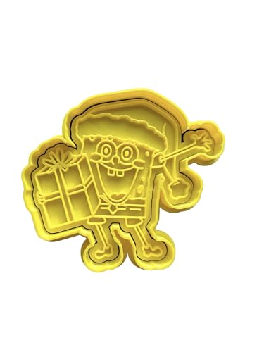 The Cookie Cutter Hub Cortador de galletas de Navidad con diseño de Bob Esponja y relieve a juego para galletas, galletas, decoración de arcilla