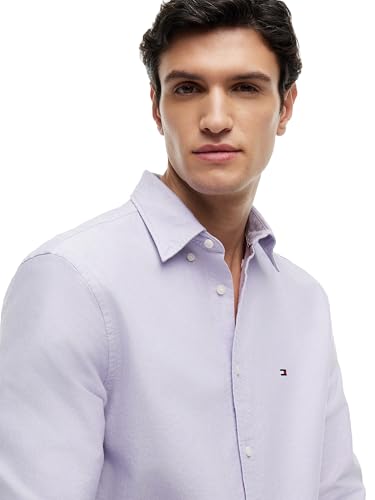 Image of Tommy Hilfiger Men's Long Sleeve Oxford Shirts in Regular Fit, Men's Button Down Shirts, Also Available in Big and Tall