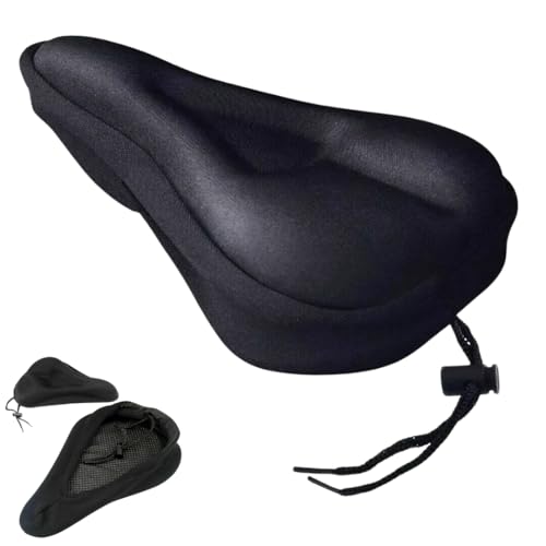 Capa de Selim Anatômica para Bicicleta, Preta, Material Macio, Poliéster, Ajustável, para Ciclismo, Spinning,BMX,Mountain Bike e Ergométrica