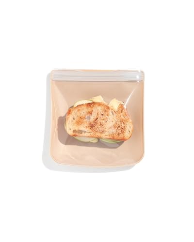 W&P Porter Silicone Reusable Storage Bag, Sandwich (34oz Flat), Oat, Food Storage Container, Microwave and Dishwasher Safe, Easy Cleaning