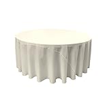 LA Linen Polyester Poplin Round Tablecloth, 108-Inch, Ivory, 108'
