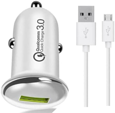 30W Car Charger for Renault Triber Limited Edition Adapter B Type 3.0A Single Port Car Charger Fast Turbo Charge QC 3.0 with 1m Micro USB Charging & Sync Cable (White, 4.8Amp, SG.A3)