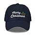 RIVEMUG Merry Christmas Hat Embroidered Santa Baseball Cap Tree Leaf for Women Men Adjustable Dad Hat Navy