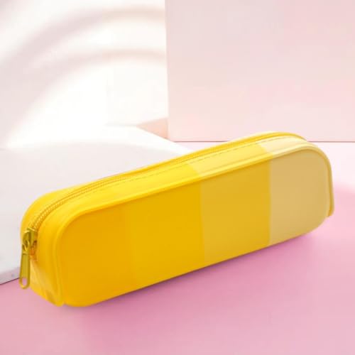 Image of Silicone Pencil Box Pouch for Girls & Boys | Aesthetic Stationery Pouches for School | Pen Case Bag for College Students, Yellow