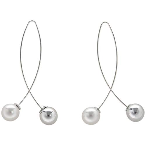 Qussedser Pendientes De Perlas Imitacion Joyeria Exquisita Pendientes Largos Para Mujer Plata