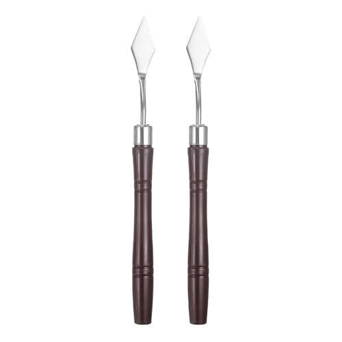 QUARKZMAN 2Pz Coltello Pittura Testa Piatta Lama Acciaio Inox 16 cm Manico Plastica Spatola Pittura per Olio Acrilico Tela, Rosso