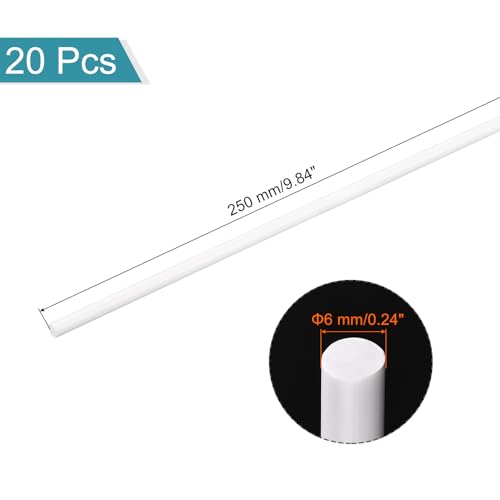 Image of MECCANIXITY ABS Plastic Rod Round Solid Bar 6 mm x 250 mm White for DIY Model Material, Architectural Model Making, DIY Sand Table, Pack of 20 Pcs