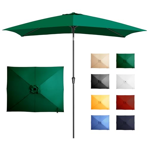 Ayge 6.5x10FT Rectangular Patio Umbrella Outdoor Table Umbrella w/Push Button Tilt & Crank Rectangle Market Umbrella UV Protection for Garden,Deck,Lawn,Yard & Pool,Green 6.5*10FT Green