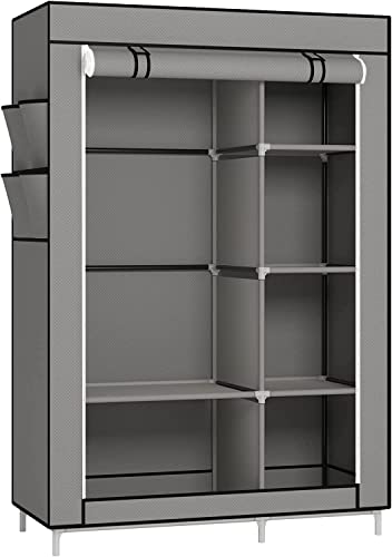 LANTUS Armoire de Rangement Pliable– Penderie Dressing Textile en Tissu Intissé avec Fermeture à Glissière – Garde-Robe Placard Camping(105 * 45 * 170cm-gris...