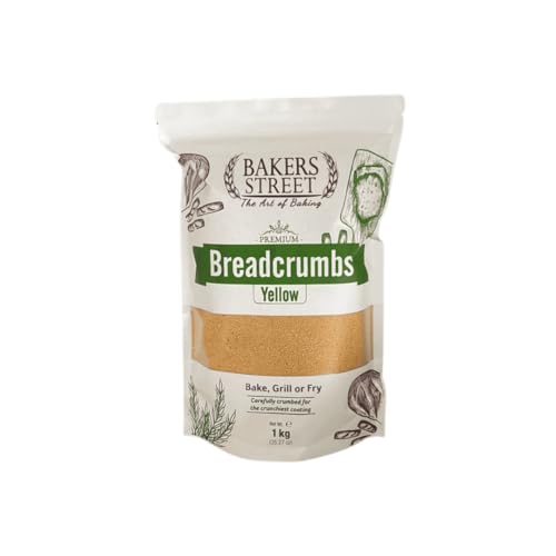 Bread Crumbs 1kg Packets by Bakers Street (Yellow) - Crispy & Light Coating for Frying & Baking – Ideal for Chicken, Fish, Vegetables & Casseroles – Even Texture, Resealable Pack