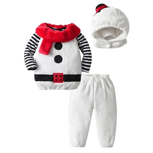 Cute Clothes Set for Kids Girls Outfit Soft Cotton Warm Crewneck Long Sleeved Round Neck Snowman Clothes Set For