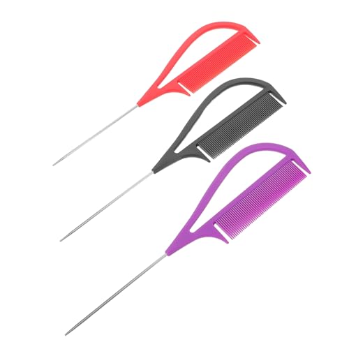 STOBAZA Peignes à Crêper en Métal 3 Pièces Lot de Peignes à Queue de Rat Coiffage Professionnel et Séparer les Mèches Accessoires Coiffure Salon Usage Maison et Studio