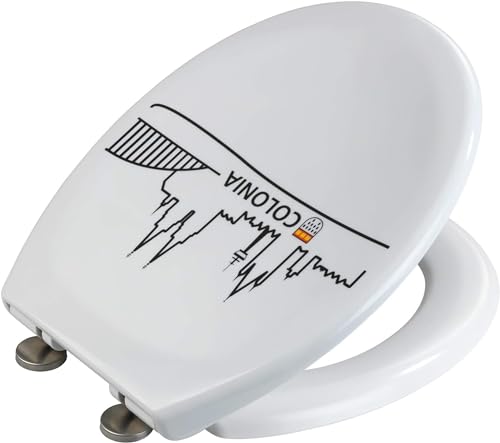 WENKO WC-Sitz Colonia, hygienischer Toilettensitz mit Absenkautomatik, Fix-Clip Hygiene-Befestigung, WC-Deckel aus antibakteriellem Duroplast