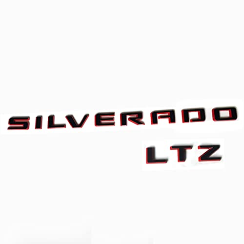 Image of 2019-2025 2pack OEM Nameplate with LTZ Emblem 3D Letters Badge Replacement for Silverado 1500 2500HD 3500HD 86539786 (Glossy Redline)