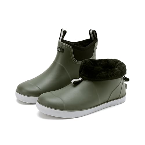 Men's Deck Boots, Waterproof Ankle Rain Boots Men Anti-Slip Traction, Outdoor Rubber Fishing Garden Boots High-Performance Shoes for Farming