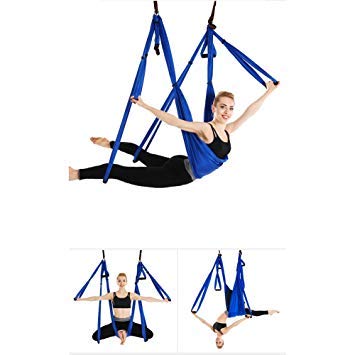 BIG SALE PrimeStore Light weight Imported Fitness Deluxe Aerial Hammock with wooden grip Yoga Swing/Inversion/Sling, Flying Antigravity(Color as per availability)