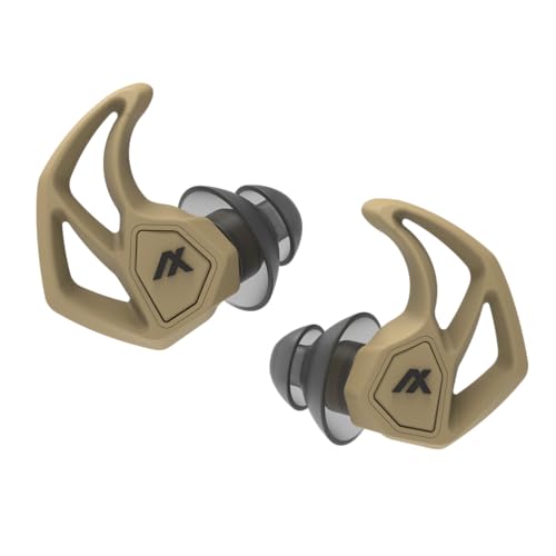 AXIL X30i Noise Reduction Ear Plugs - Desert Tan - Hear-Through Mode Hearing Protection for Concerts Live Events Shooting Sports - 25dB Reusable Foam and Silicone Eartips with Carrying Case