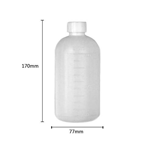 2PCS 500ml/17oz Plastic Small Mouth Graduated Lab Chemical Reagent Bottle Sample Sealing Bottle with Inner Plug Leak-proof Laboratory Reagent Bottle Boston Rounds Liquid Storage Containers Jar Pot